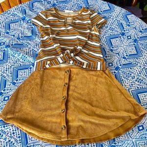 Girls Matching Set - Brown Key Hole Top w/ Skort - Size 10